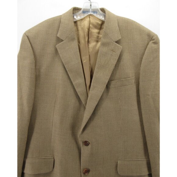 Ralph Lauren Sport Coat 46 Long Tan Blazer Silk Wool Houndstooth * - Picture 2 of 14